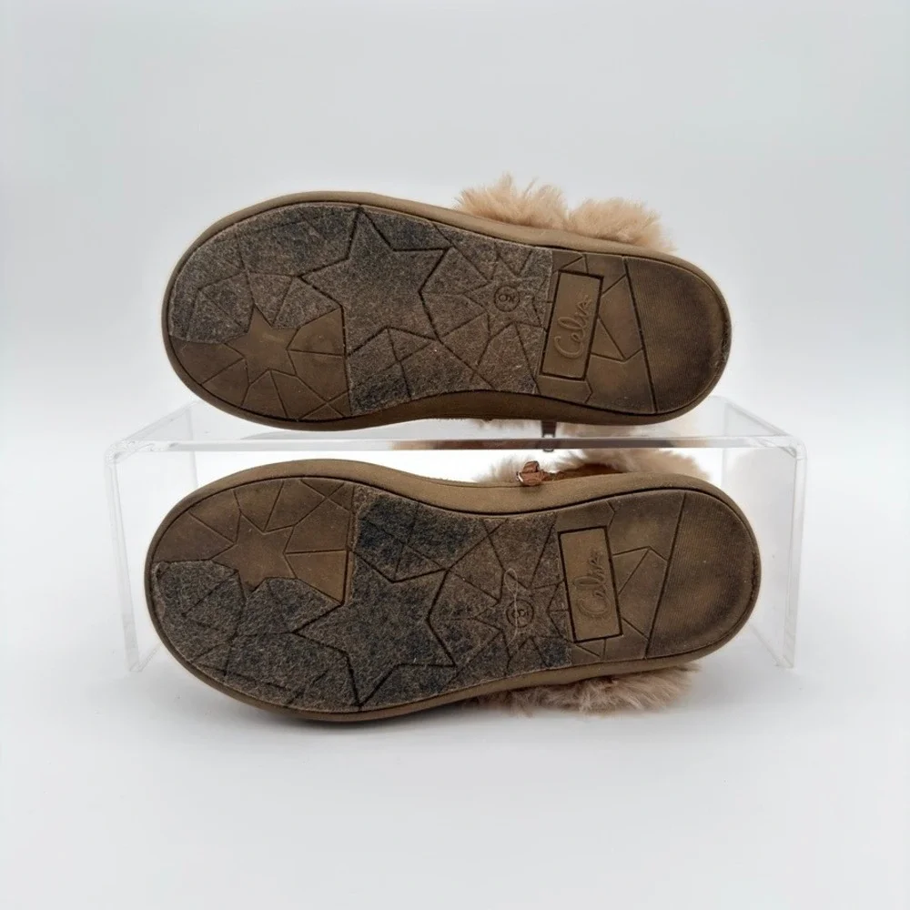 Celia Lil Kitty Kids Brown Faux Fur Cat Pom Pom Boots Size 9M
